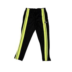 Y2K Victoria's Secret PINK Track Pants Black Neon Yellow Stripe Ankle Zip Large
